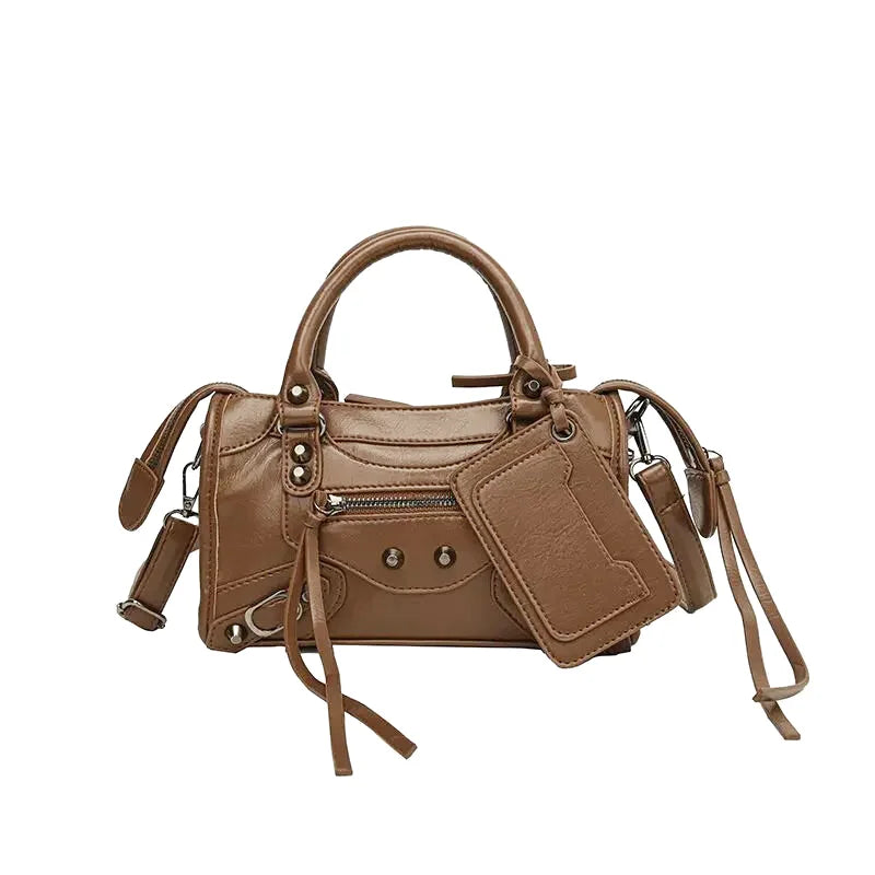Sac à main bandoulière style moto simple à rivets - Donatella